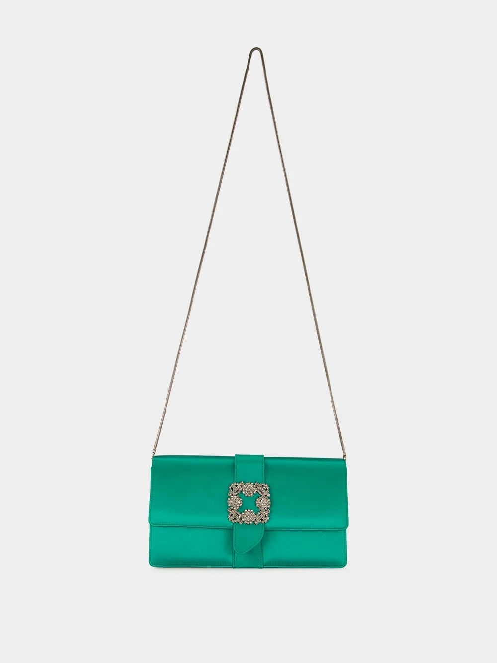 Green Capri Satin Buckle Clutch