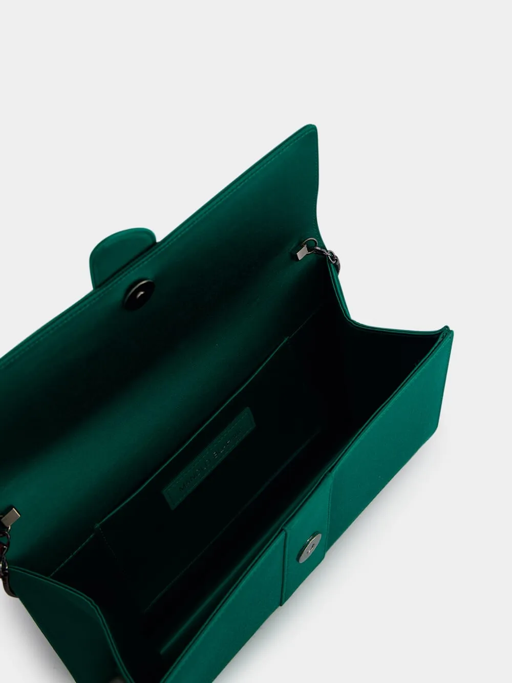 Green Capri Satin Buckle Clutch