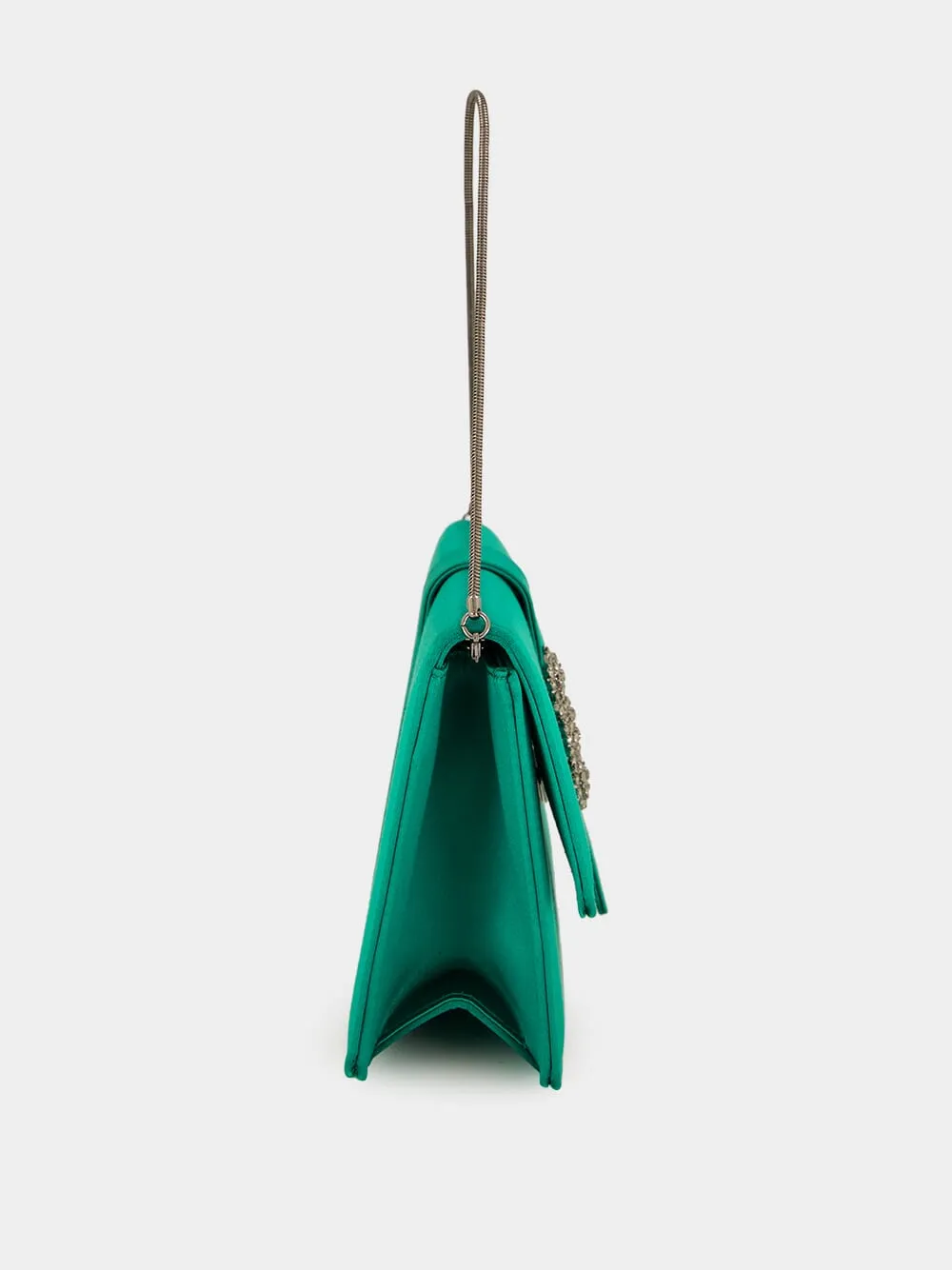 Green Capri Satin Buckle Clutch
