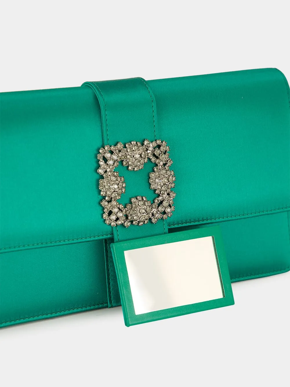 Green Capri Satin Buckle Clutch