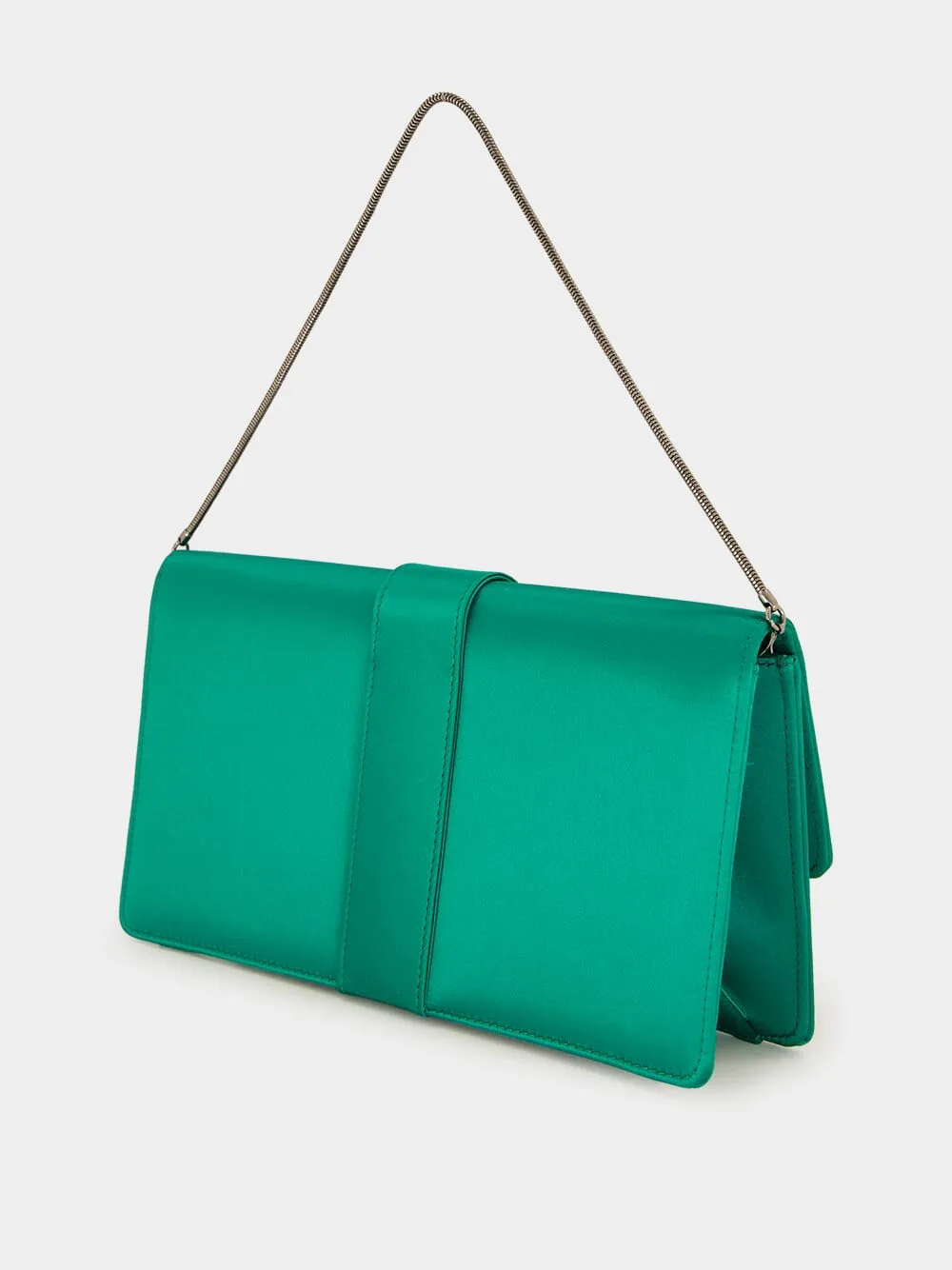 Green Capri Satin Buckle Clutch