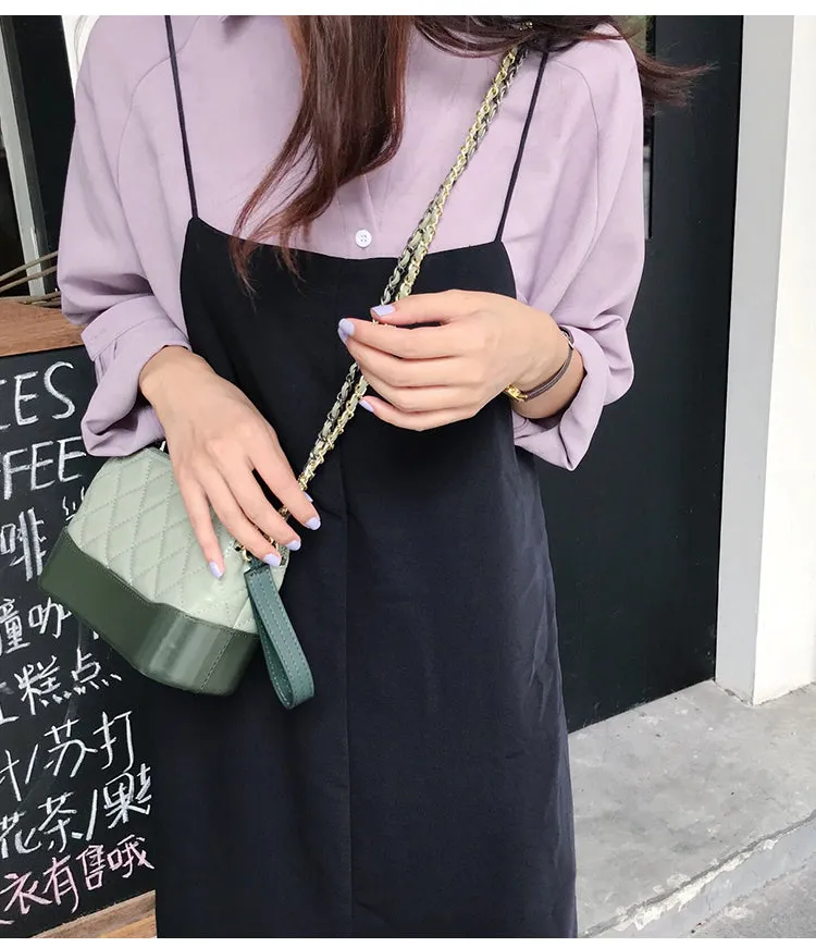 Green Leather Women Chain Shoulder Bag Wristlet Bag For Women