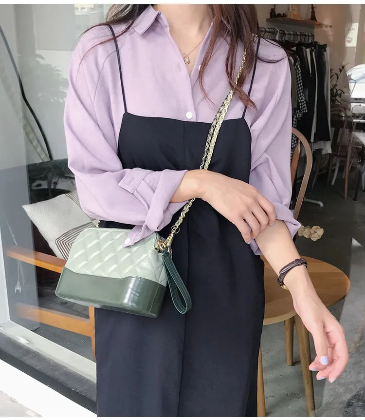 Green Leather Women Chain Shoulder Bag Wristlet Bag For Women