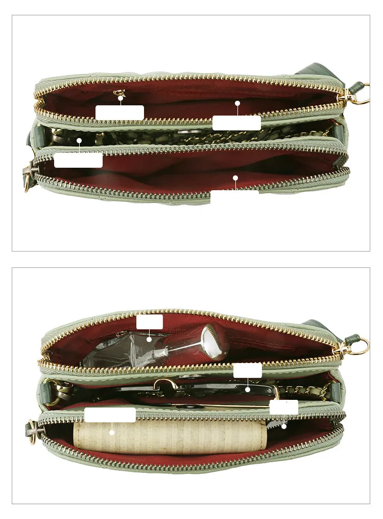 Green Leather Women Chain Shoulder Bag Wristlet Bag For Women