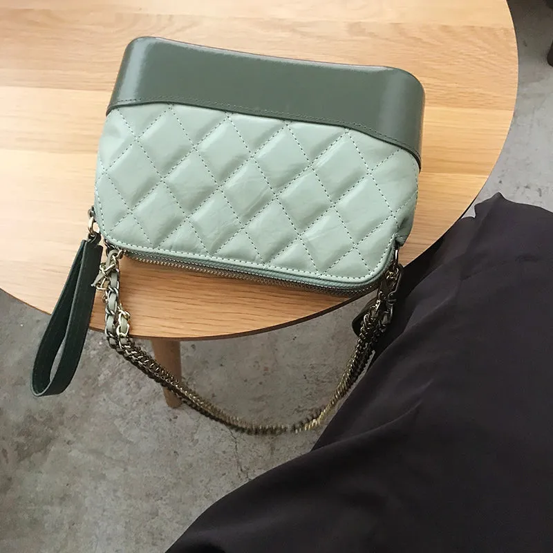 Green Leather Women Chain Shoulder Bag Wristlet Bag For Women