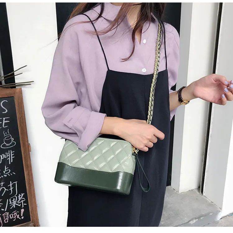 Green Leather Women Chain Shoulder Bag Wristlet Bag For Women