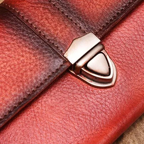 Green Vintage Folded WOmens Leather Long Wallet Red Clutch Bags Purses for Ladies
