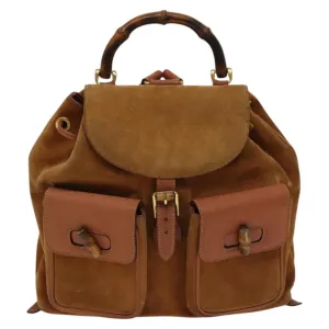 Gucci Bamboo Suede Backpack Bag (Pre-Owned)