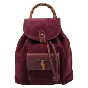 Gucci Bamboo Suede Backpack Bag (Pre-Owned)