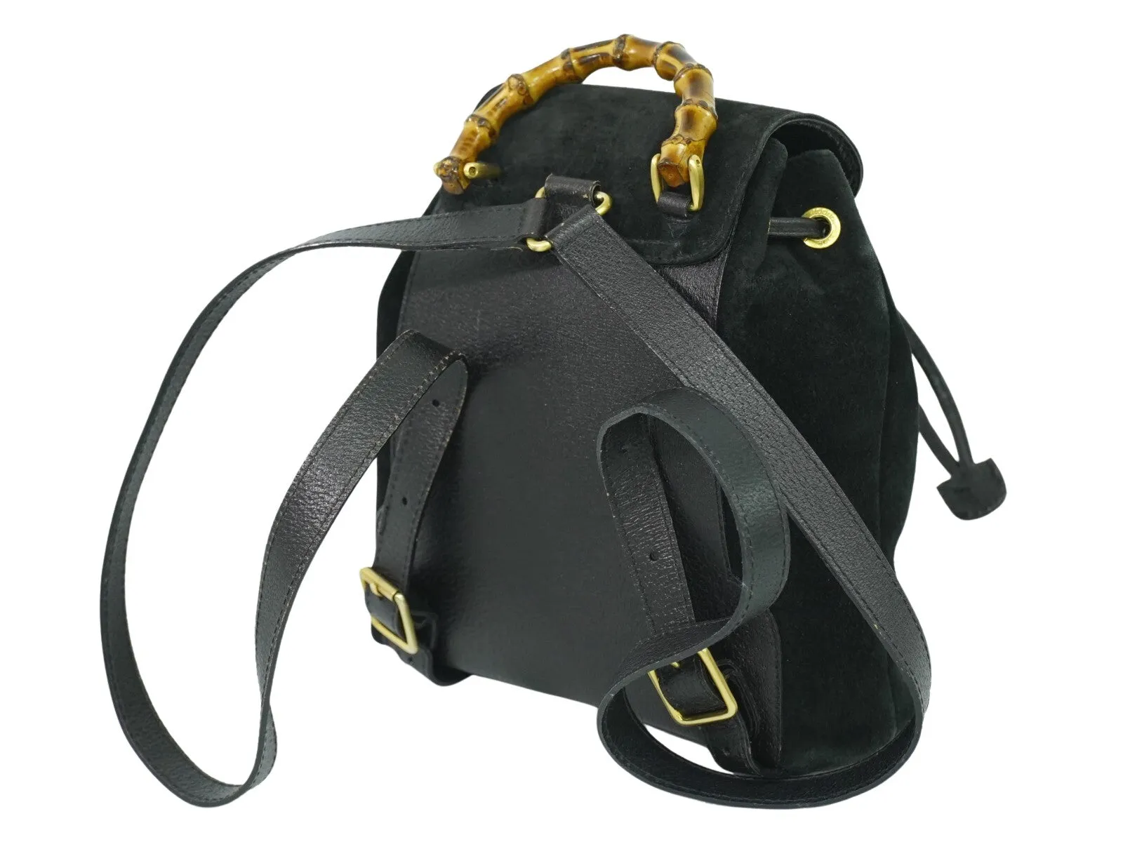 Gucci Bamboo Suede Backpack Bag (Pre-Owned)