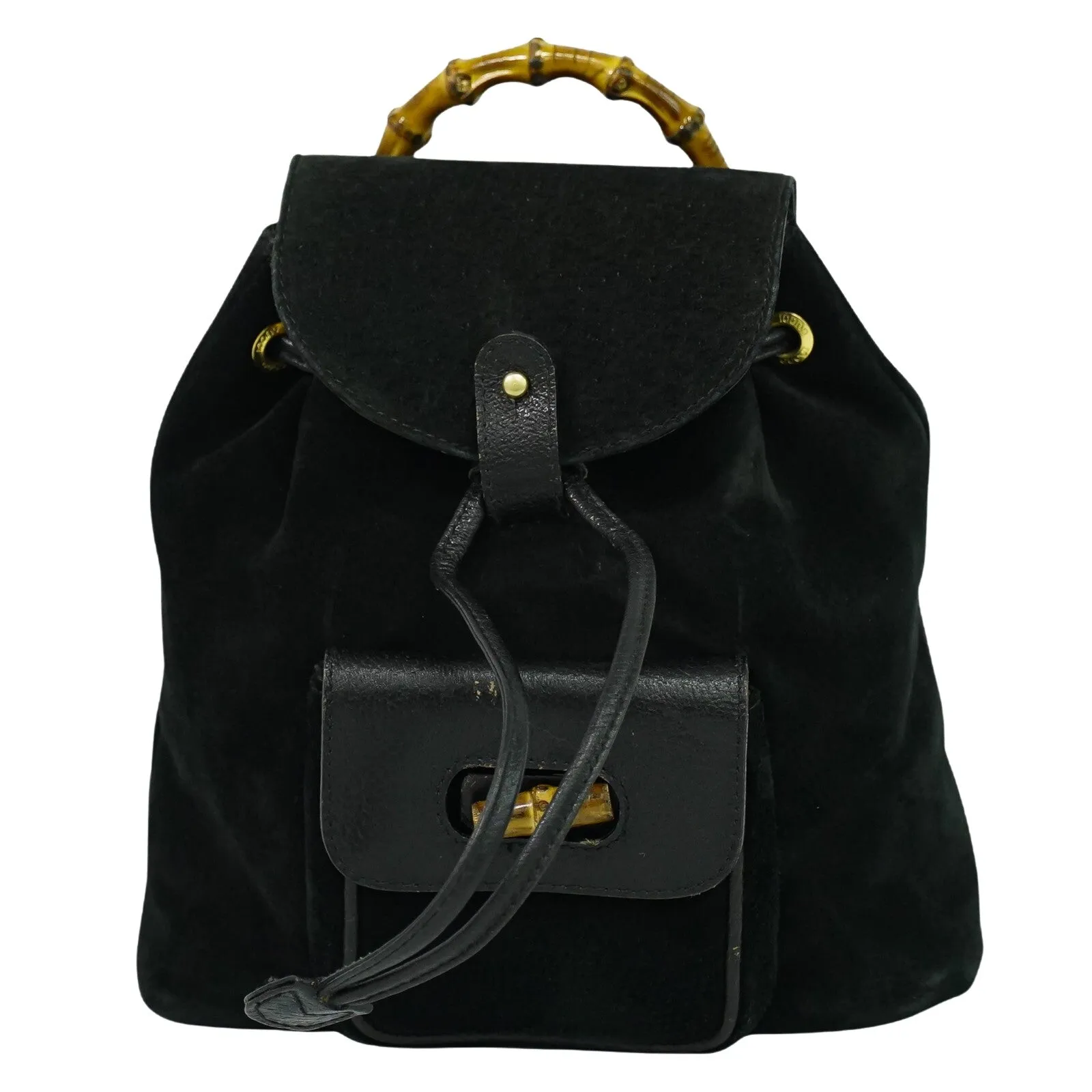 Gucci Bamboo Suede Backpack Bag (Pre-Owned)
