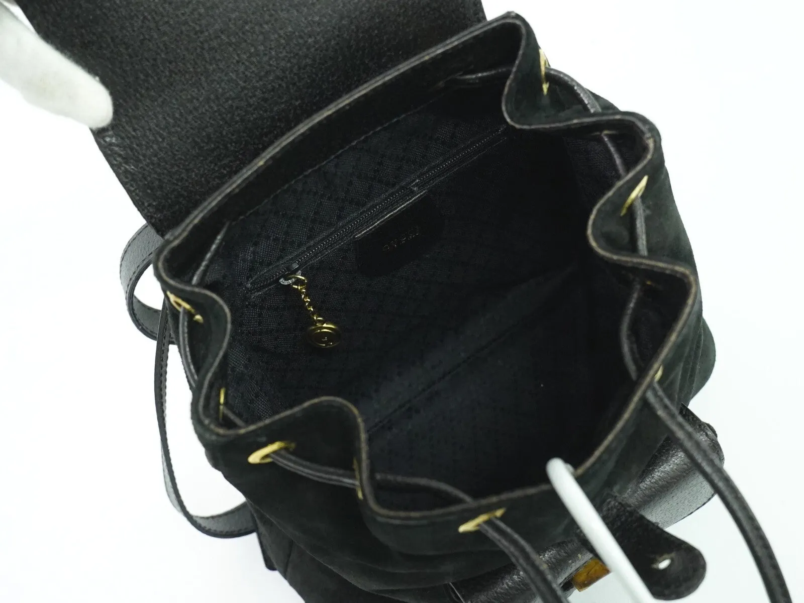 Gucci Bamboo Suede Backpack Bag (Pre-Owned)