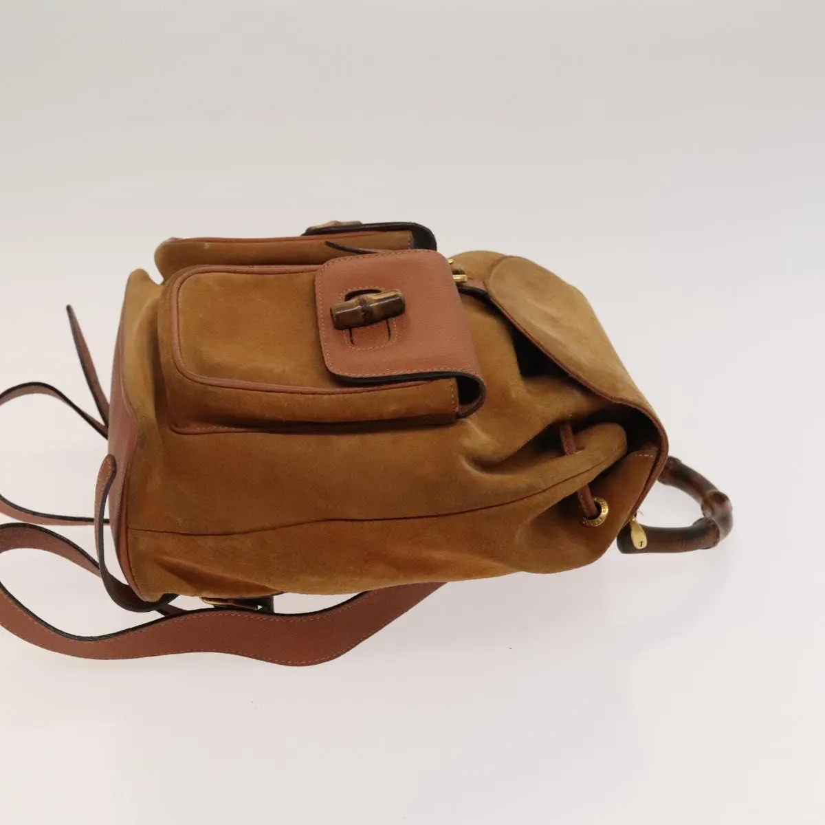Gucci Bamboo Suede Backpack Bag (Pre-Owned)