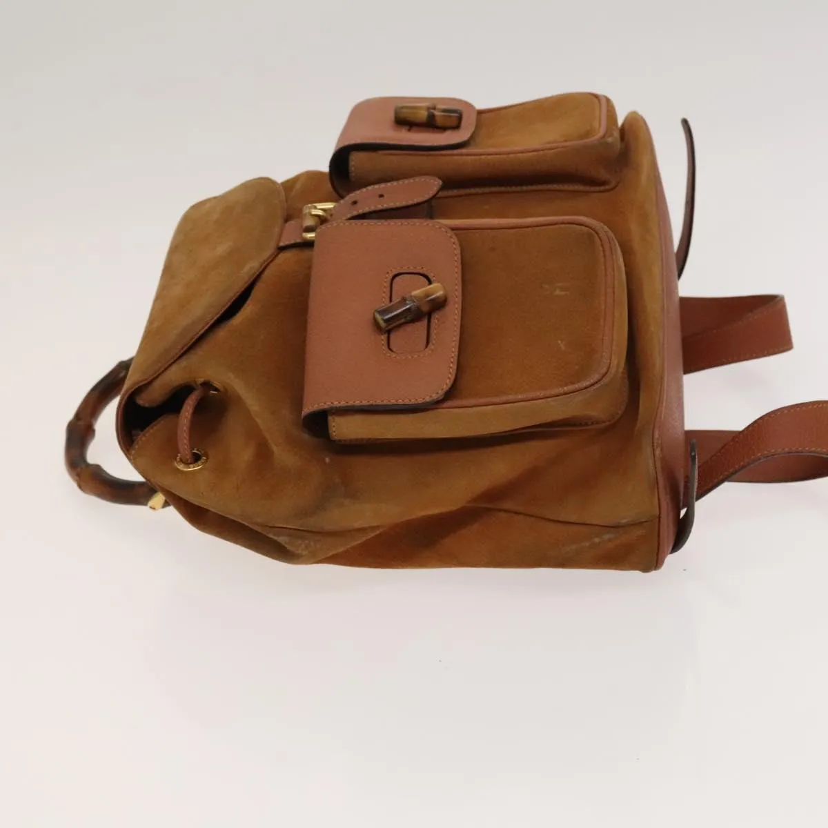 Gucci Bamboo Suede Backpack Bag (Pre-Owned)