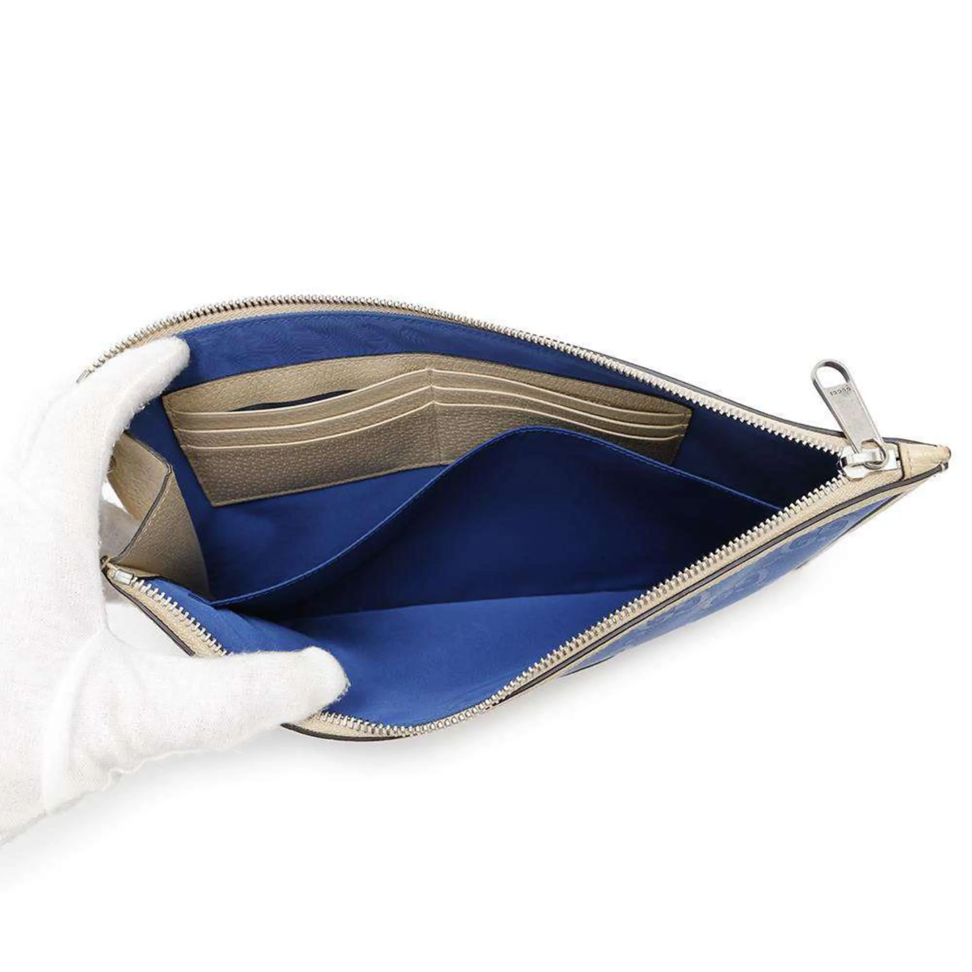 Gucci blue ivory Nylon Leather Clutch Bag (Pre-Owned)