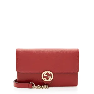 Gucci Grained Calfskin Interlocking G Chain Wallet