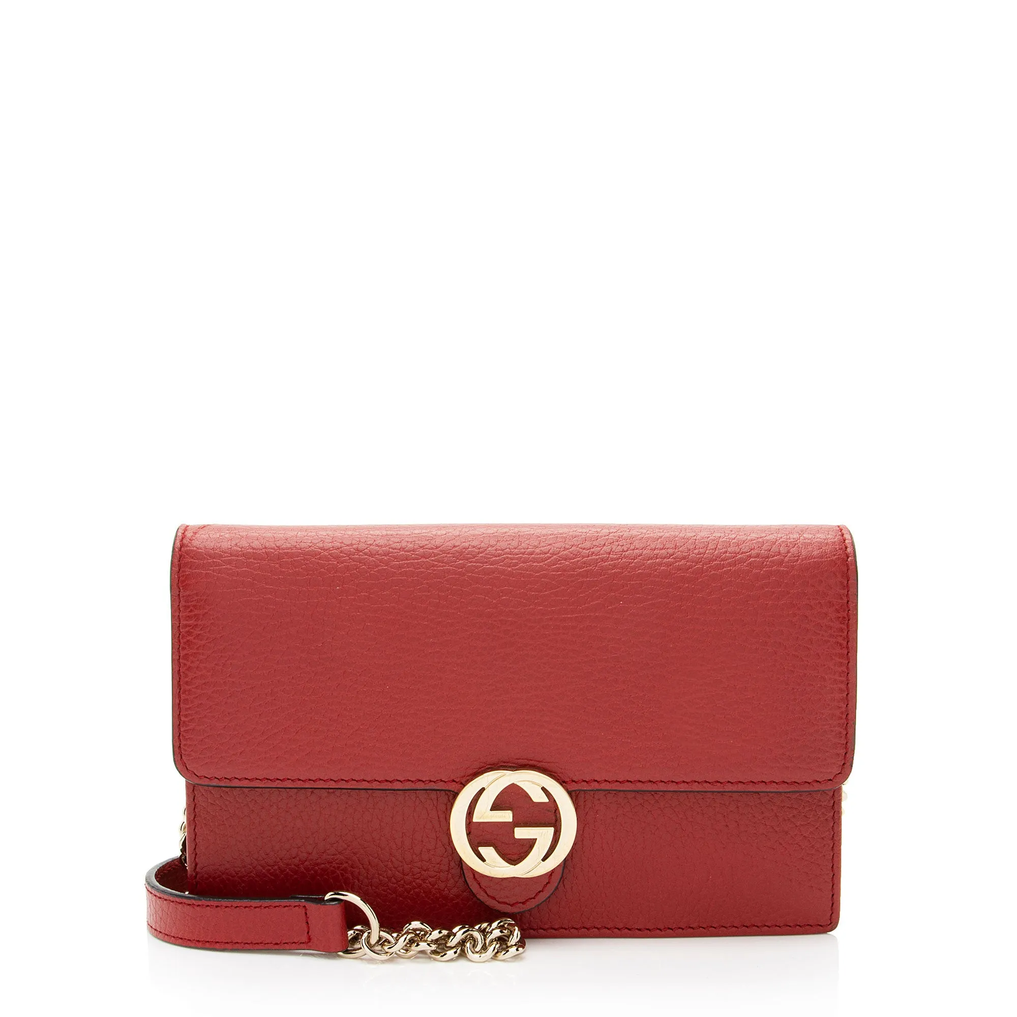 Gucci Grained Calfskin Interlocking G Chain Wallet