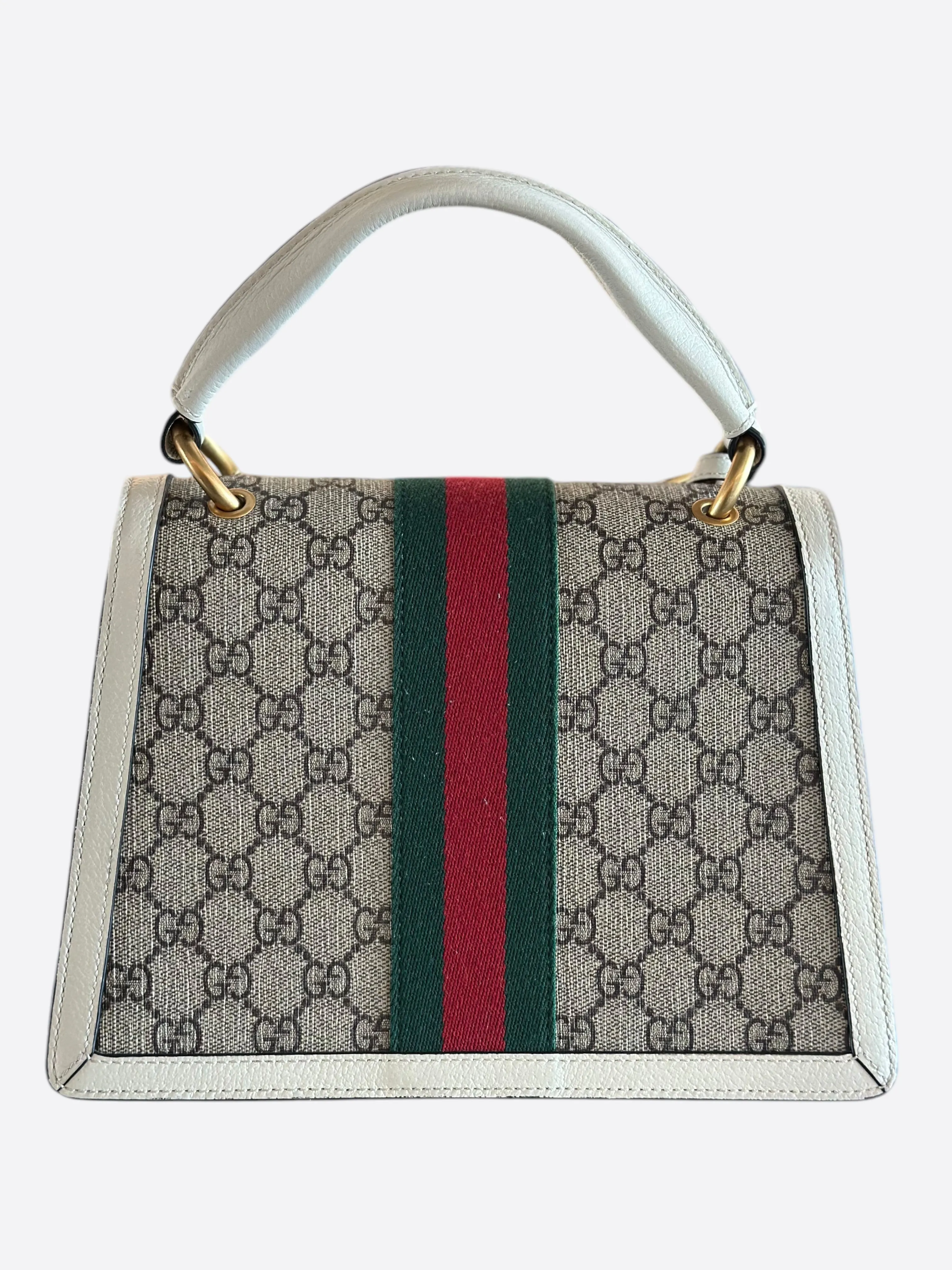 Gucci White & Beige GG Monogram Queen Margaret Bag