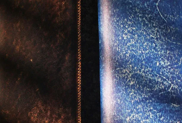 Handcraft vintage distress blue leather hand dyed long wallet for men/women