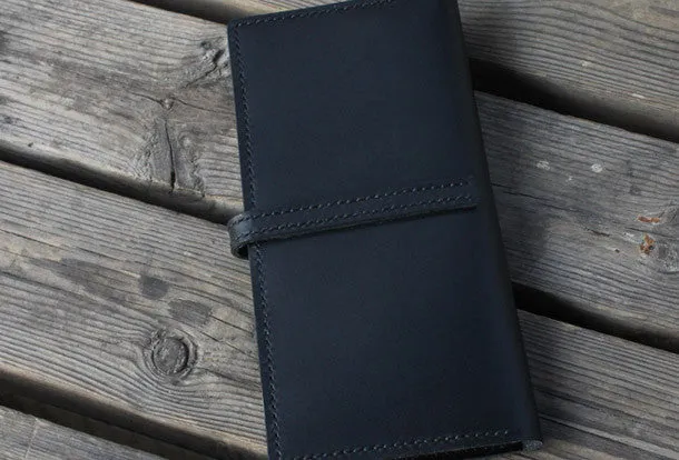 Handmade Black womens leather wallet long wallet clutch wallet for women