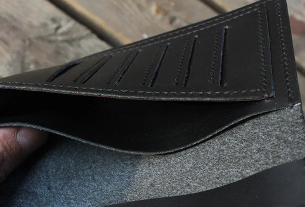 Handmade Black womens leather wallet long wallet clutch wallet for women