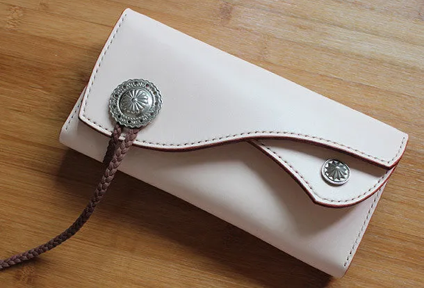 Handmade custom vintage purses leather wallets long phones wallets blue women