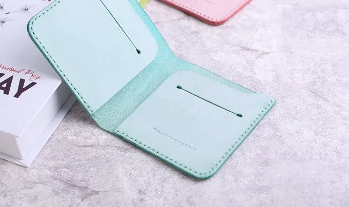 Handmade Cute Slim Leather Womens Bifold Small Wallets billfold Wallet for Women