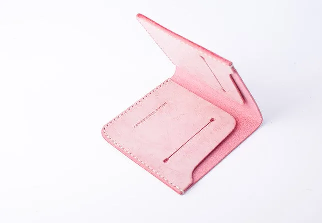 Handmade Cute Slim Leather Womens Bifold Small Wallets billfold Wallet for Women