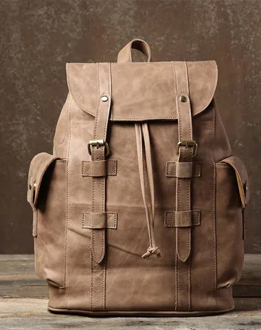 Handmade Genuine Leather Brown Mens Cool Backpack Large Travel Bag Hiking Bag for Men