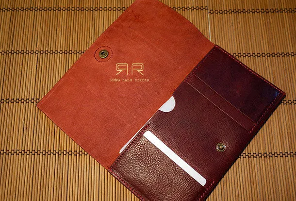 Handmade Genuine leather clutch travel wallet passport wallet purse long wallet women