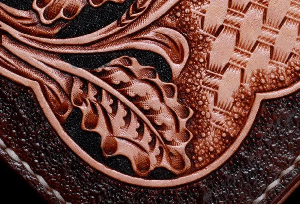 Handmade leather Beige Black floral wallet leather women men Long Wallet clutch Tooled wallet