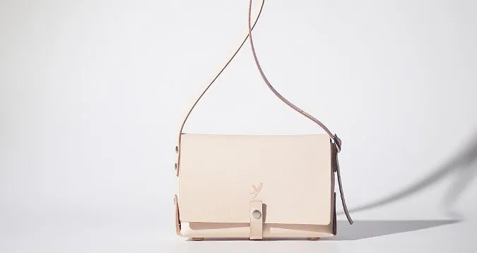 Handmade Leather Beige Womens Small Cute Shoulder Purse Crossbody Bag for Women