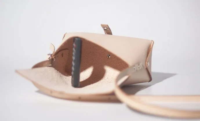 Handmade Leather Beige Womens Small Cute Shoulder Purse Crossbody Bag for Women