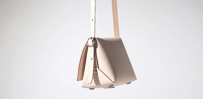 Handmade Leather Beige Womens Small Cute Shoulder Purse Crossbody Bag for Women