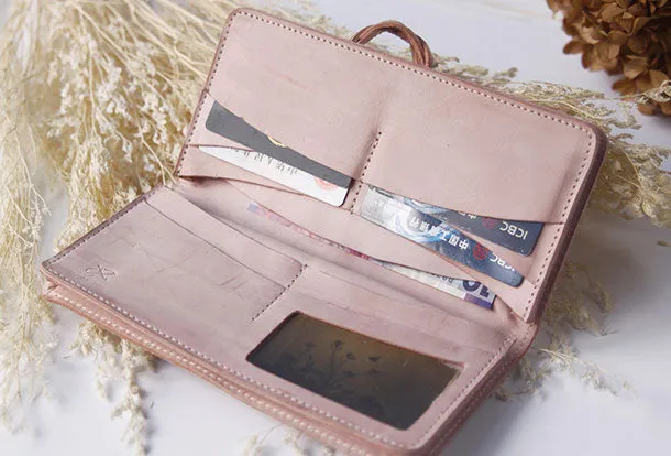 Handmade leather braided personalized custom clutch purse long wallet purse clutch women