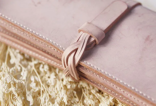 Handmade leather braided personalized custom clutch purse long wallet purse clutch women