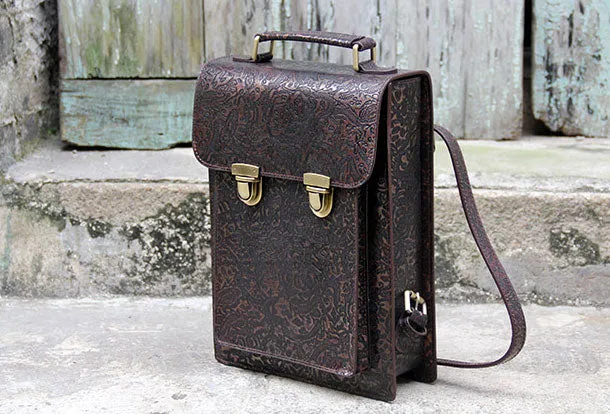 Handmade Leather cute black backpack bag shoulder bag handbag women leather purse