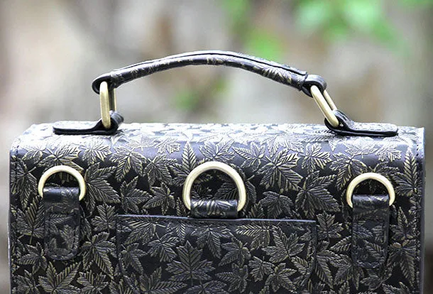 Handmade Leather cute black backpack bag shoulder bag handbag women leather purse