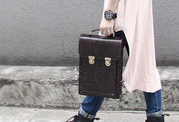 Handmade Leather cute black backpack bag shoulder bag handbag women leather purse