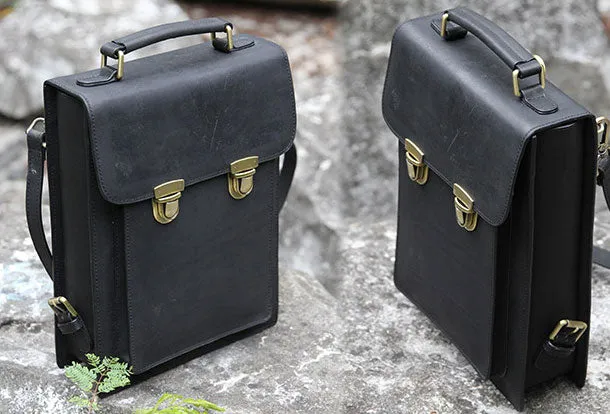Handmade Leather cute black backpack bag shoulder bag handbag women leather purse