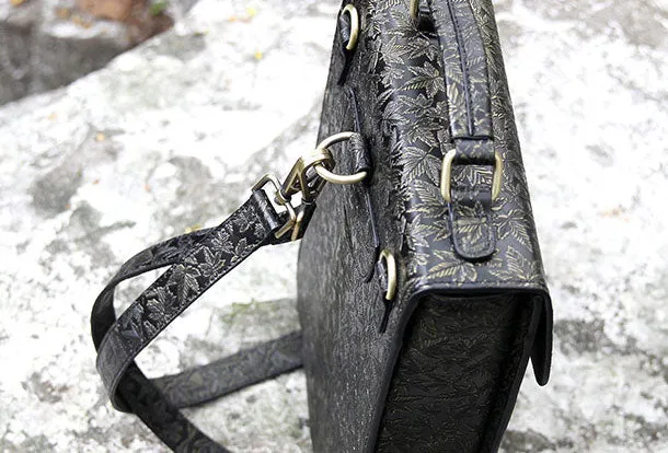 Handmade Leather cute black backpack bag shoulder bag handbag women leather purse