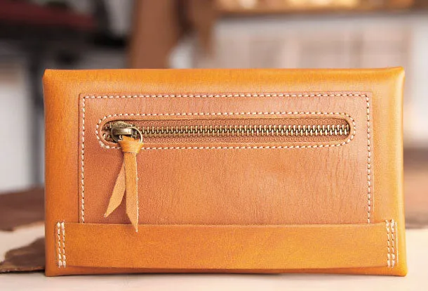 Handmade leather detachable clutch purse long wallet purse clutch women