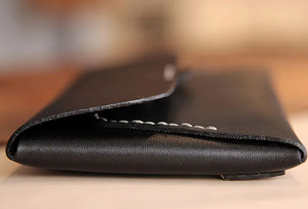 Handmade leather detachable clutch purse long wallet purse clutch women