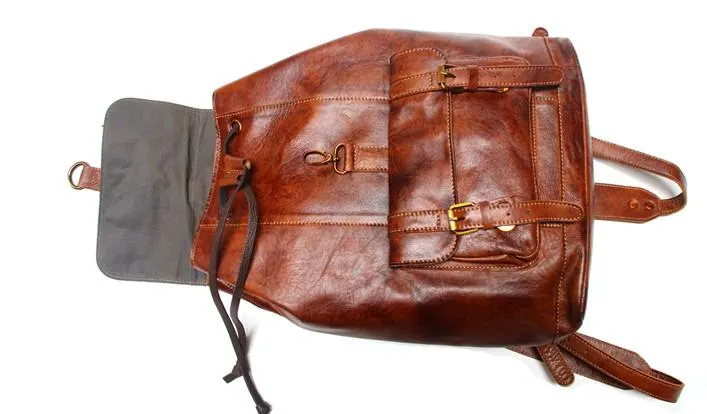 Handmade Leather Mens Backpacks Travel Backpacks Laptop Backpack for men