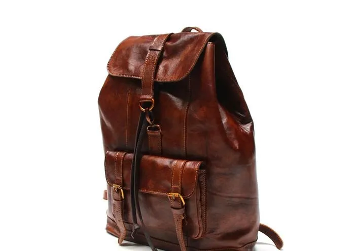 Handmade Leather Mens Backpacks Travel Backpacks Laptop Backpack for men