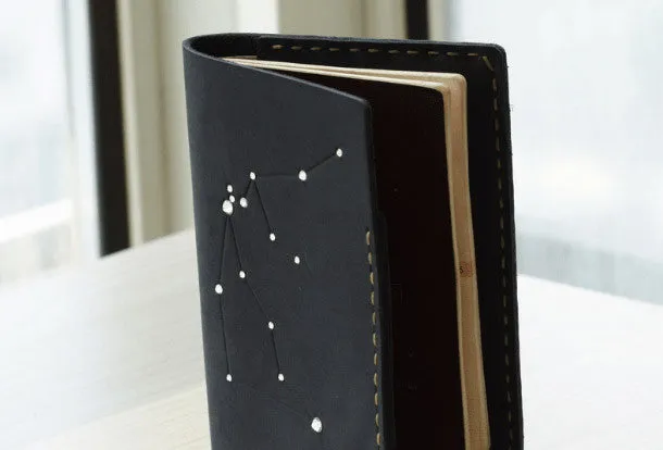 Handmade Leather passport wallet purse women billfold wallet constellation