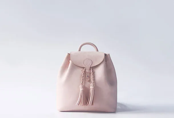Handmade leather purse backpack beige bag shoulder bag satchel bag purse women
