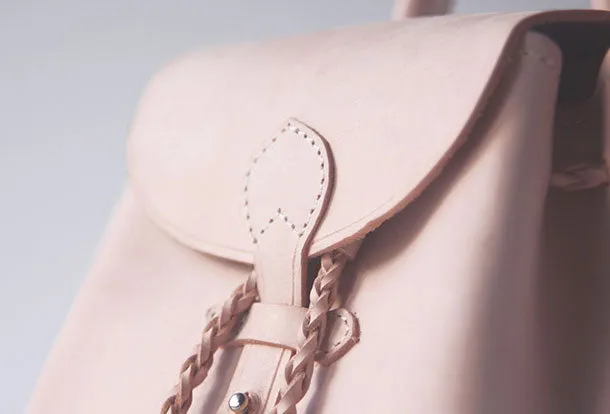 Handmade leather purse backpack beige bag shoulder bag satchel bag purse women