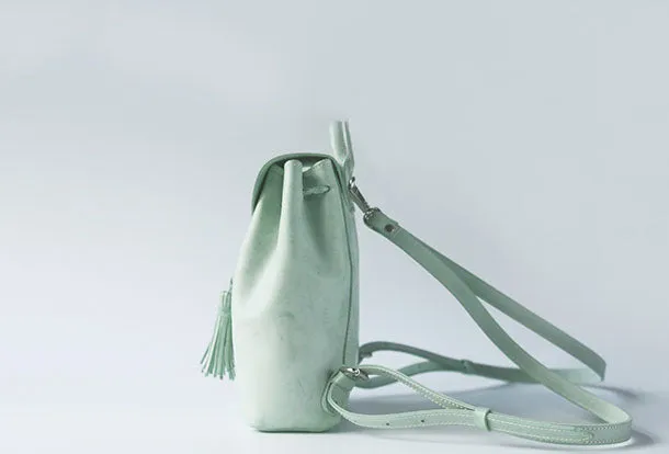 Handmade leather purse backpack green bag shoulder bag satchel bag purse women