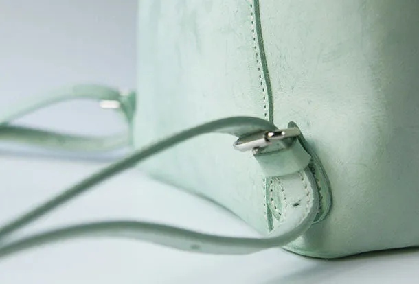 Handmade leather purse backpack green bag shoulder bag satchel bag purse women